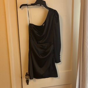 Altar'd State Black One-Shoulder Dress